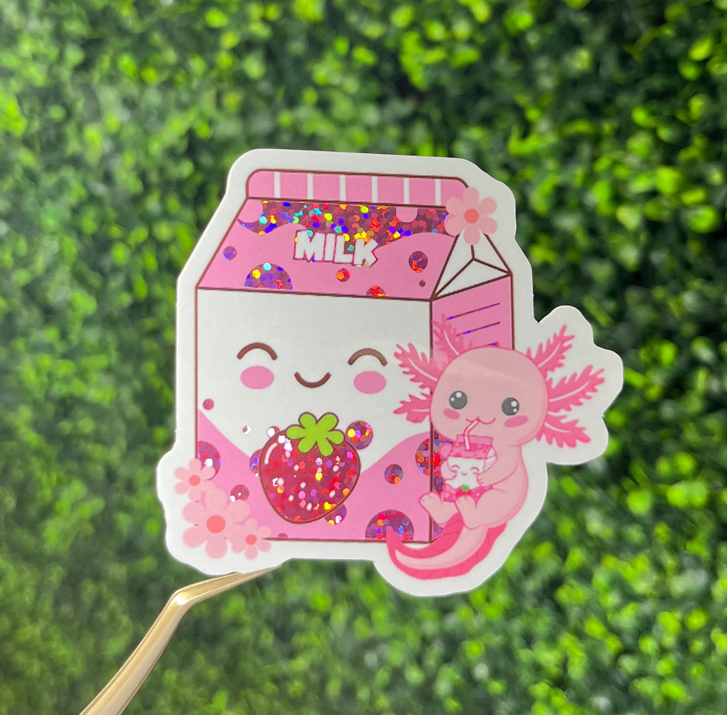 Strawberry Milk Axolotl Sticker